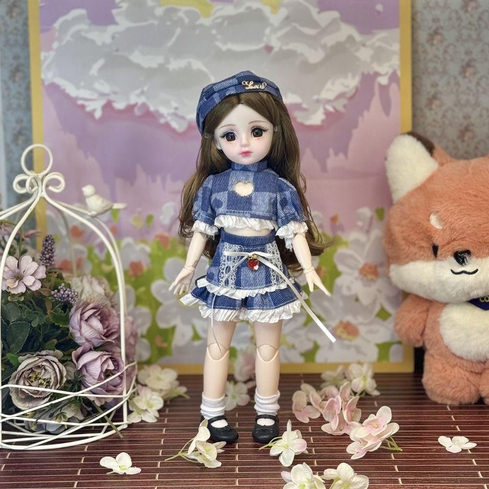 Long Hair 30cm Bjd Doll with Clothes 1/6 SD Princess Makeup Ball Joint Doll  Children