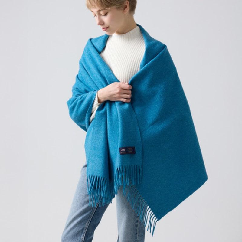 ABRAHAM MOON Merino Wool Shawl 70cm - Ocean Blue
