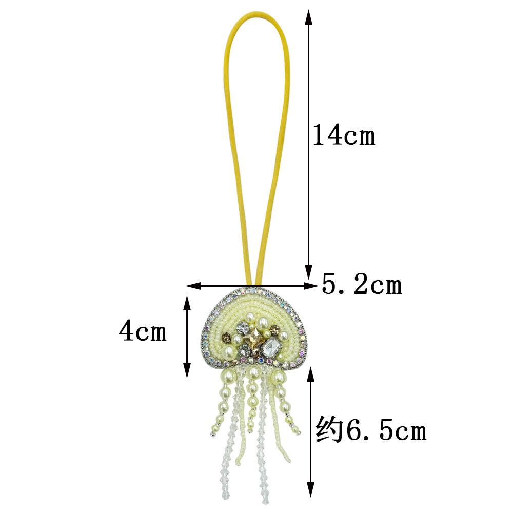 Rhinestone Jellyfish Beads Patches Bag Charm Crystal Tassel Lanyard Sewing Jellyfish Beading Applique Patch Keychain Bag Accesor