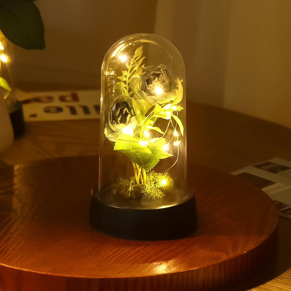Eternal Flower Home LED Creative Ornament, Valentine's Day Simulation Flower Qixi Festival Christmas Valentine's Day Surprise Gift