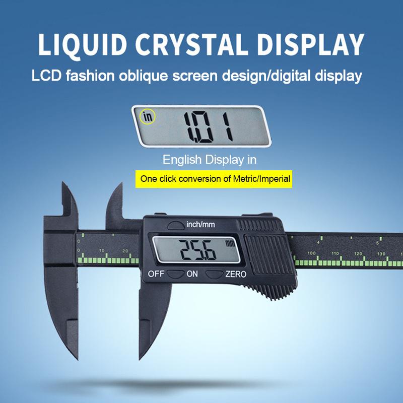 0-150mm Electronic Vernier Caliper Plastic Carbon Fiber Caliper Gauge Metric Imperial Conversions Digital Ruler Measuring Tool