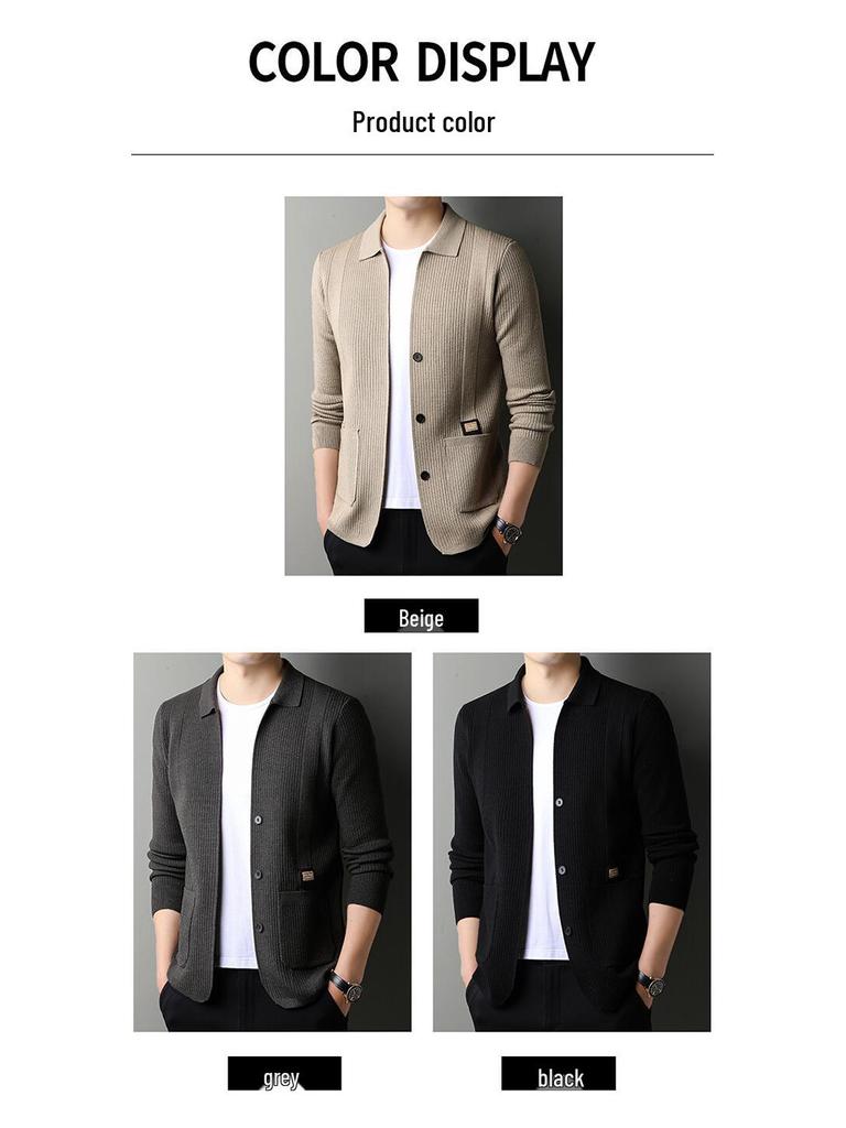 Woodpecker Men's Autumn Knitted Cardigan: Business Casual, Fashionable & Versatile for Middle-Aged Men
