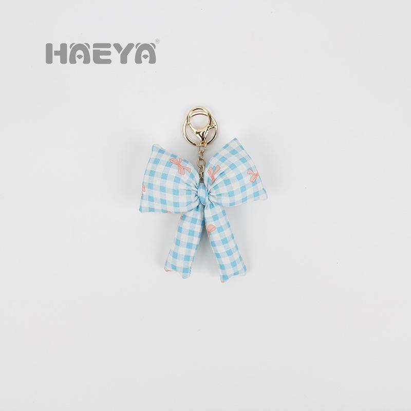 Korean Plaid Bow Keyring Doll Bag Charm Ornament 10 cm