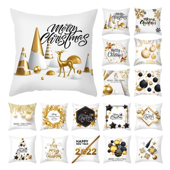 Throw Pillow Cushion Tear Resistant Washable Hidden Zipper High Quality Golden Color Pattern Christmas Throw Pillow Cushion