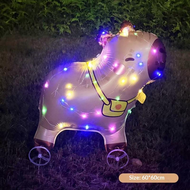 HUAHUAElephant Inspired Standing 4D Glow Foil Balloons with Wheels for Child's Birthday and Baby Shower DecorationsHUAHUA