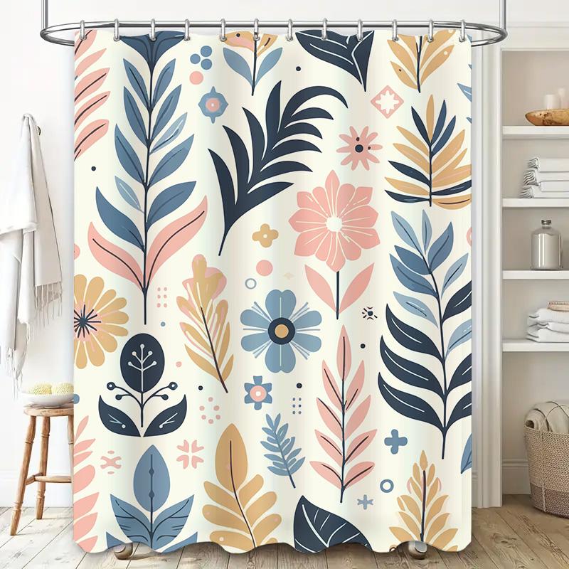 Decorative Shower Curtains Made Of Polyester Fabric Featuring A Colorful Leaf Pattern Suitable For Bathroom Decor In Various Siz