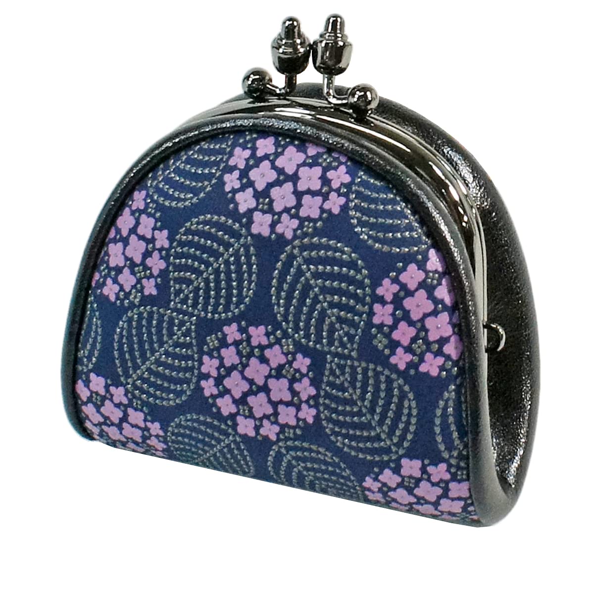 

Inden coin hydrangea navy blue x purple chintz x grey 8001 Inden-ya purse, deerskin, miso, pattern, lacquer,