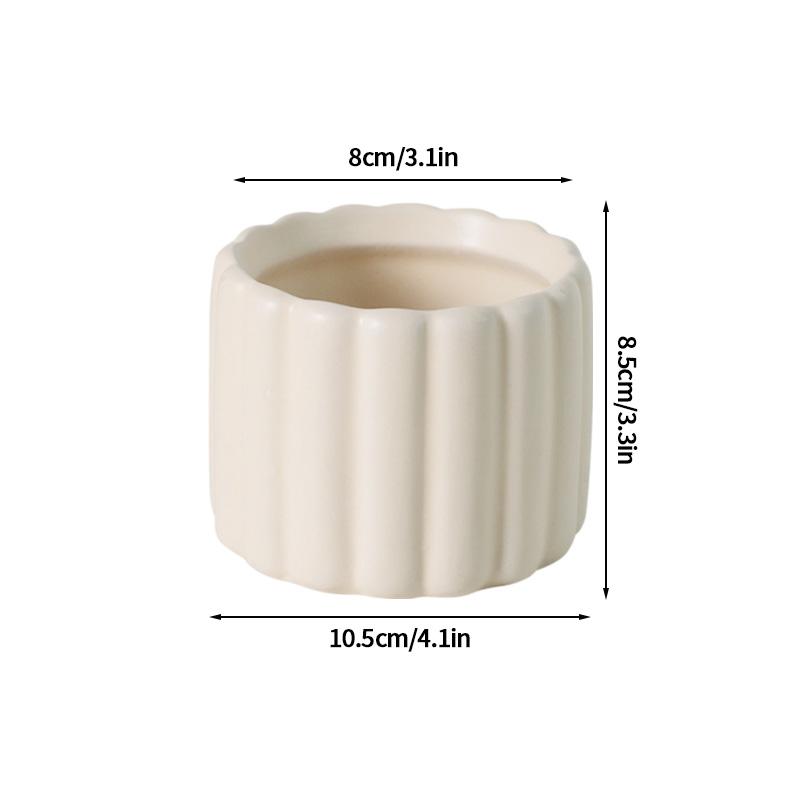 Ceramic Small Flowerpot Cream Colored Succulent Plant Pot Desktop Green Plant Potted Decoration Ins Style Home Ornament Decor