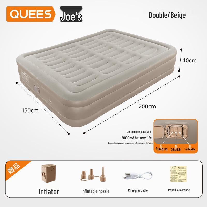 Inflatable Raised Air Mattress for Camping - Single/Double Portable Electric Flocking