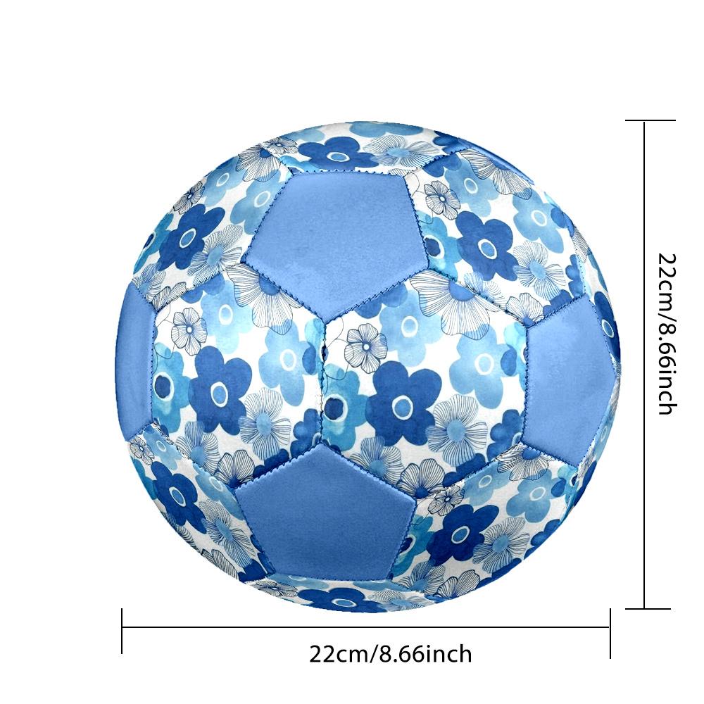 1pc Blue Floral Background Outdoor Sports Football, Size 5, Comfortable And Durable Feel,Gift yy26060416