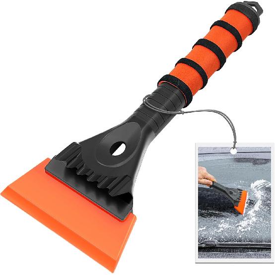 

Ice Scraper and Snow Brush for Car Windshield, 24.8 inches Aluminum Frost Remover with Ergonomic Foam Grip for SUV Truck Glass Window (Orange) оранжевый