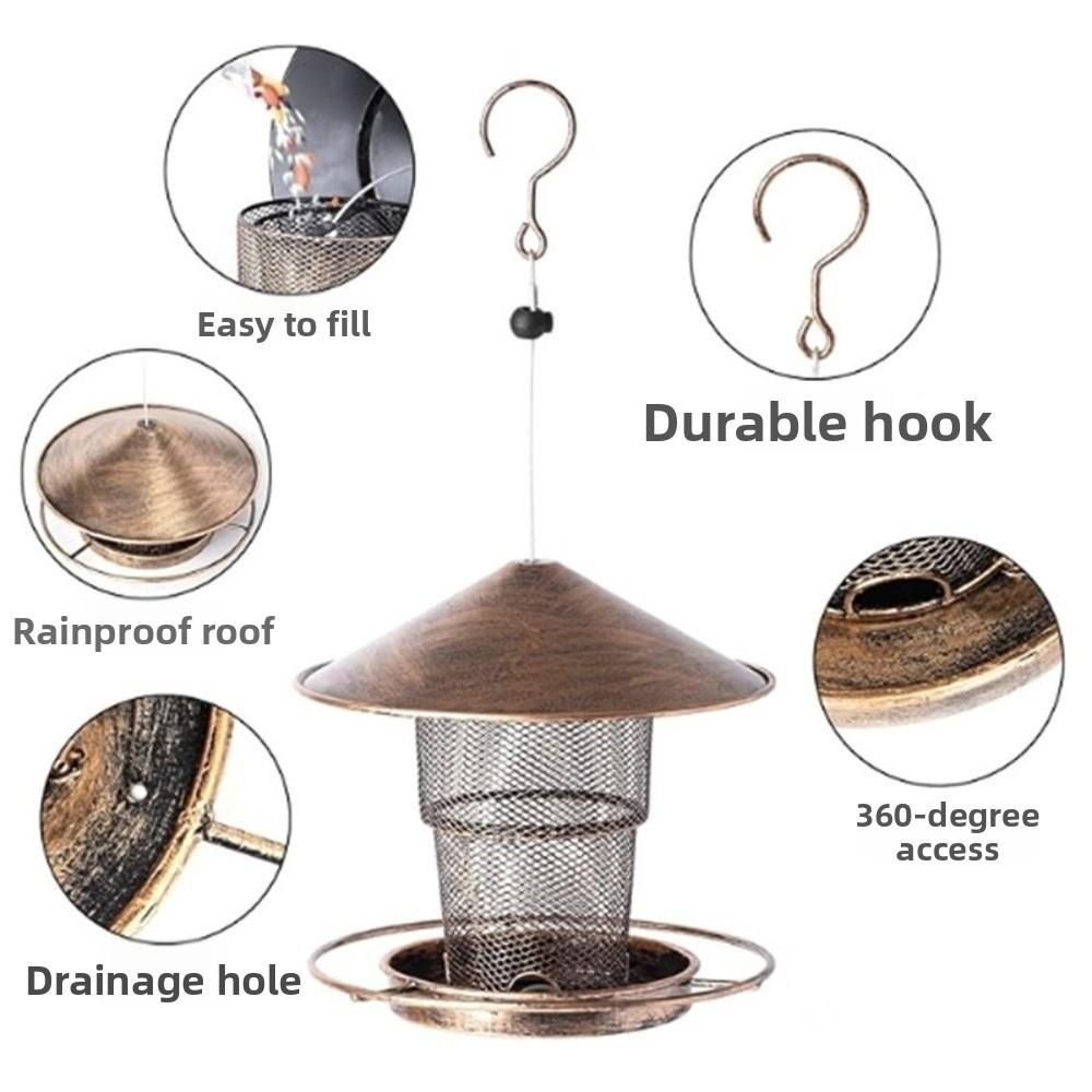 Iron Automatic Bird Feeder Retractable Bird Food Container Hummingbird Feeder Porch