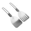 2pcs 304 Stainless Steel Spatula Foldable Food Turner Portable Spatula for Outdoor Picnic Equipment