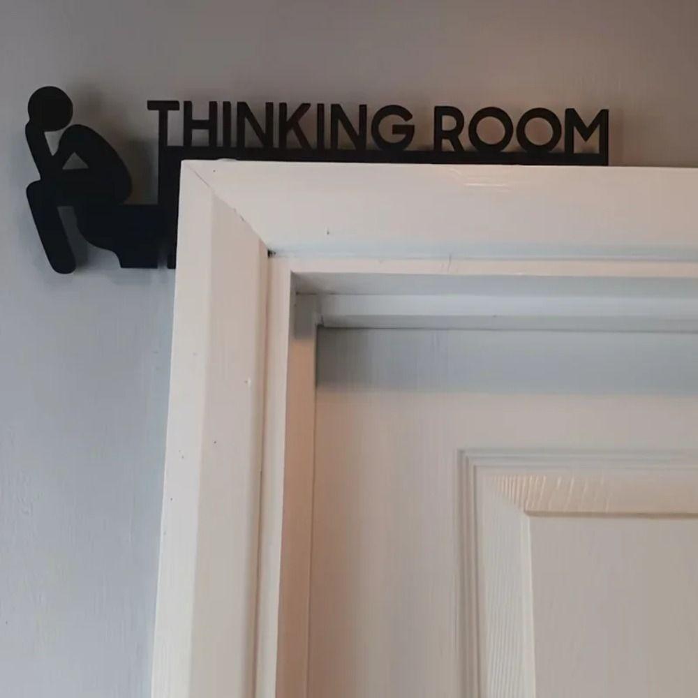 Black Thinking Room Wall Mount Sculpture Metal Decorative Door Frame Pendant Toilet Door Sign Home