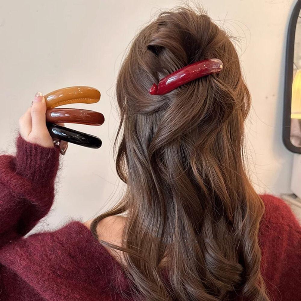 Ponytail Holder Plastic Banana Clip Hairpin Korean Hair Clip Elegant Vertical Clip  Girls