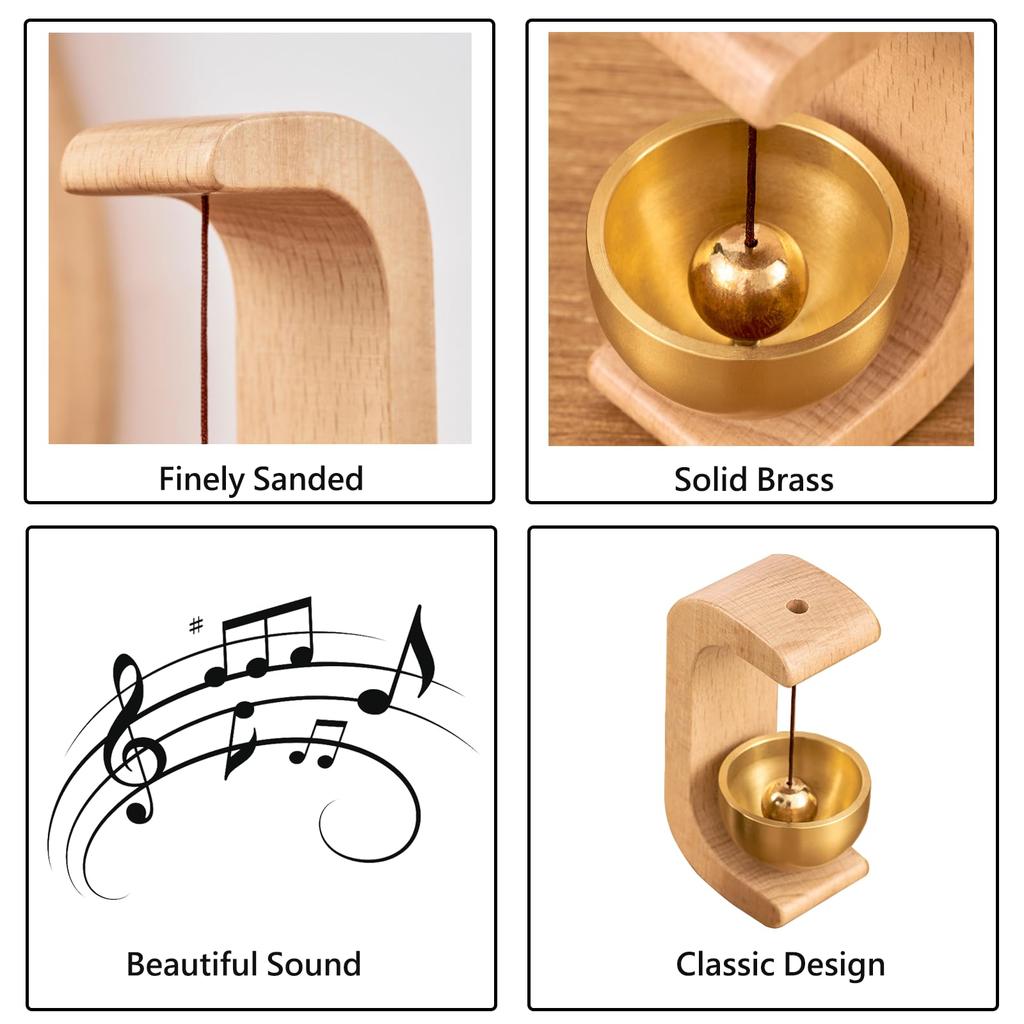 Suction Door Type Solid Wood Wind Chime Count Magnetic Hangable Entry Door Bell Vintage Door Bell Hanging Ornament Home Decor