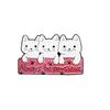Always Be Pawsitive: Happy Cat with Fish and Flowers Cartoon Brooch