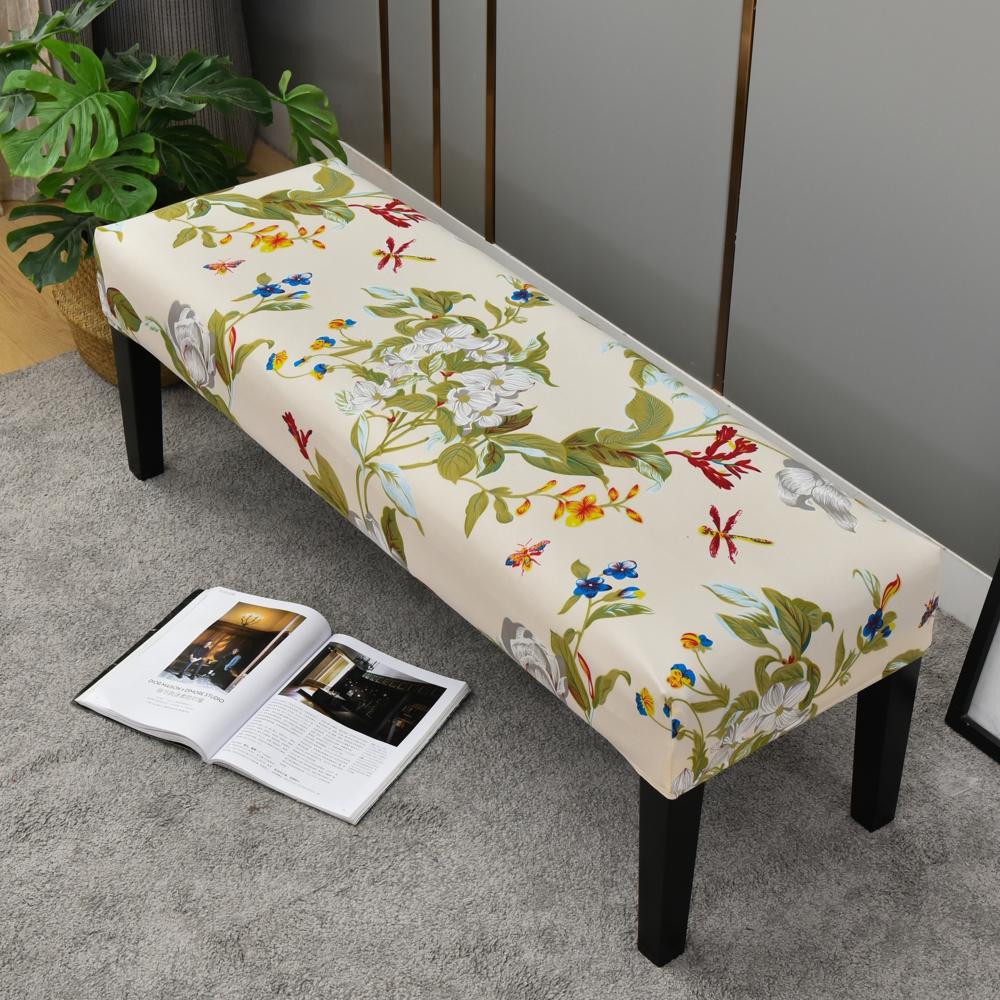 Dining Bench Cover Stretch Upholstered Bench Slipcover Printed Bench Seat Protector Rectangle Bench Covers for Dining Room Bedroom Living Room Kitchen