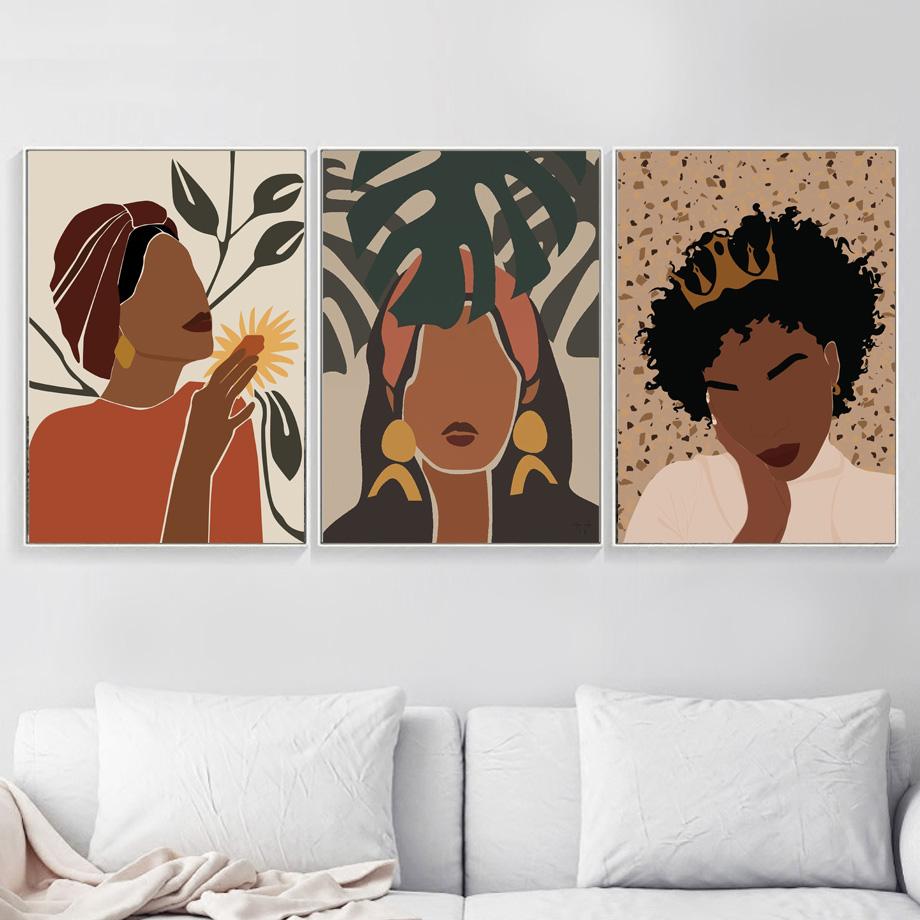 Wall Art Canvas Painting Abstract Black Girl Fashion Illustration Nordic Posters And Prints Wall Pictures For Living Room Decor