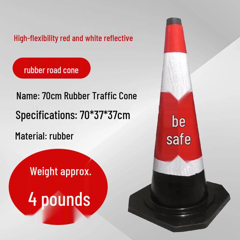 Reflective 90cm Rubber-Plastic Safety Cone with Ice Cream Handle for Road and Construction Use