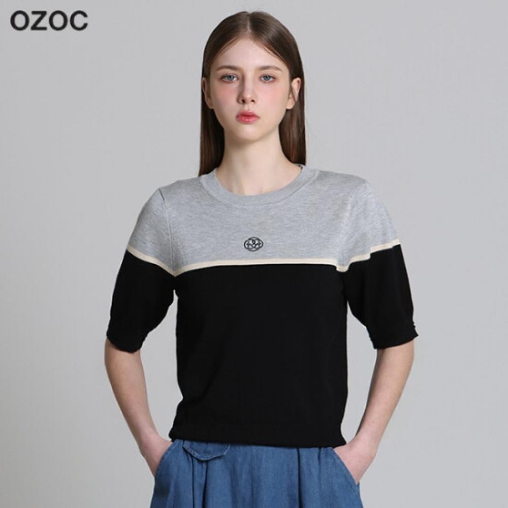 Ozoc Color Block Short Sleeve Knit