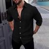 Spring/Autumn New Arrival Shirt Long-sleeved Collared Breathable Casual Men's Linen Pocket Shirt