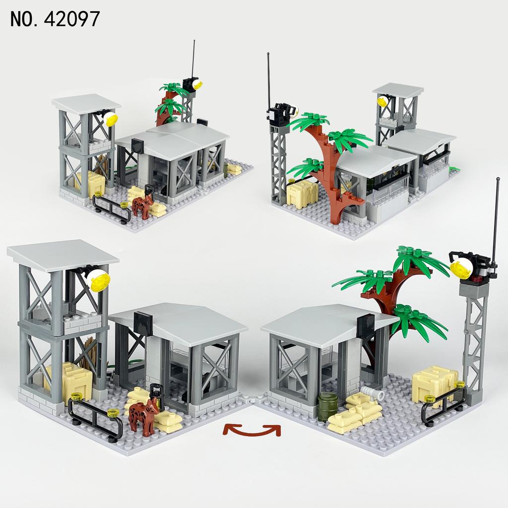 Jinzhi Large Military Scene Tower Operation Base 42097 Small Particle Building Block Children'S Toy