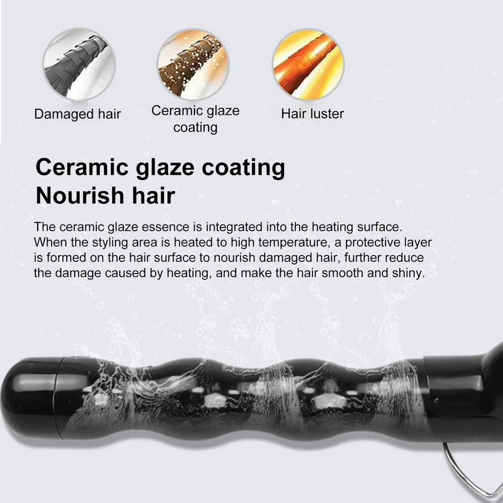 32mm Hair  ing Wand for    s, Gourd-Shaped Hair   , C amic Coated,   Fast Heat-Up, 5 Temp Settings (140 celsius -230 celsius ), Auto S