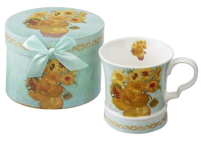 ROYAL ARDEN Porcelaine d'os Nouvelle Porcelaine Tournesols (Van Gogh) Tasse, Résistante au micro-ondes, 300 ml, Emballée dans une boîte cadeau, Non. 37736 R2091TN