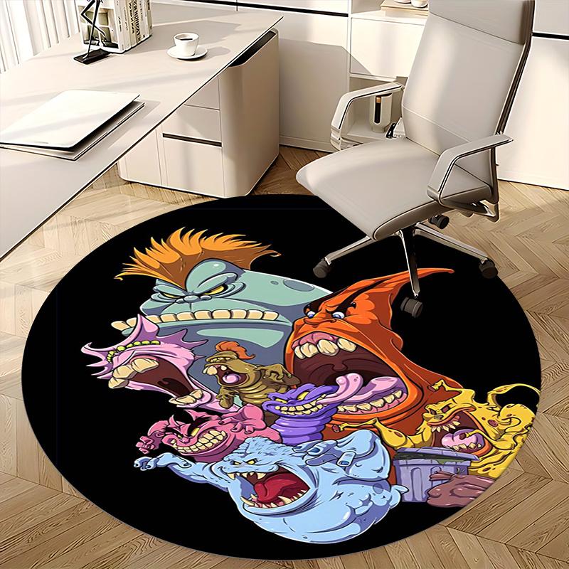 Monster Mashup,Cartoon Creatures Chair mat Round Rug Office carpet, Machine Washable, Non slip, Suitable for Living Rooms, Bedrooms