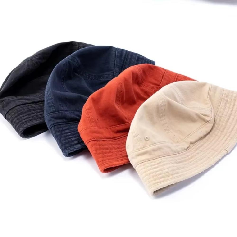 Versatile Retro Bucket Hat Short-brim Japanese Style Fisherman Cap Big Head Circumference Sunshade Hat Unisex