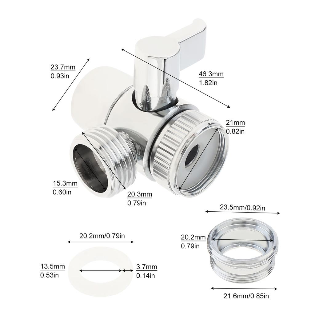 Brass Faucet Diverter Adapter or Sink Faucet Connection Shower Hose / Garden Hose / Portable Washing Machine Chrome with Aerator