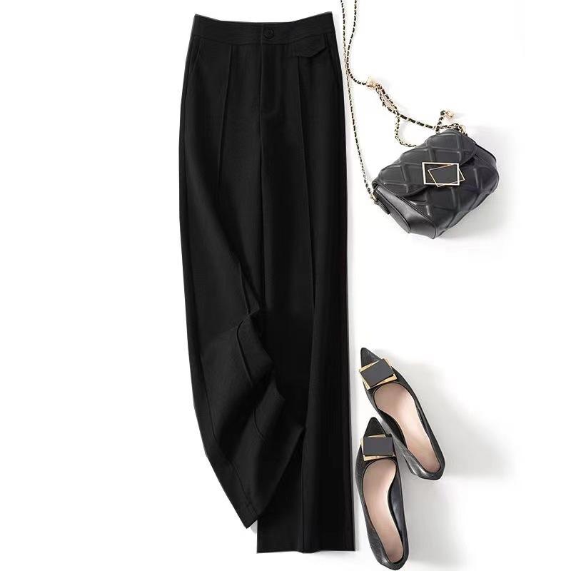 Rovné kalhoty, volné, vše v jednom, s vysokým pasem, široké zeštíhlující kalhoty