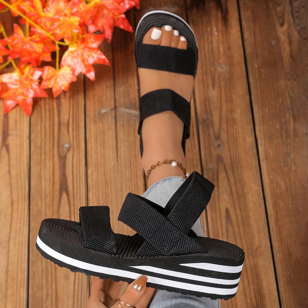 Fashion Women's Minimalist Wedge Sandals Leopard Open Toe Thick Soled Platform Casual Shoes Ankle Strap Female Slingback Sandalias