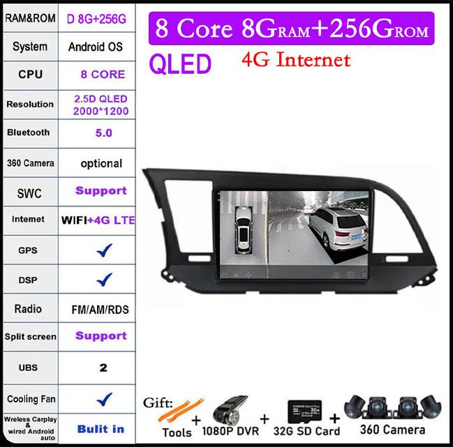 For Hyundai Elantra 6 2016 2017 2018 Car Radio Multimedia Video 4G+WIFI Player Navigation Stereo Screen