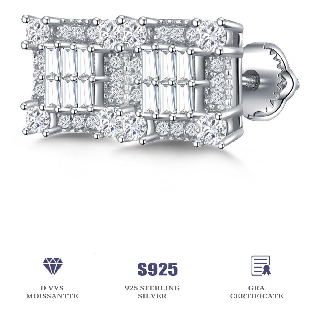 Square 925 Silver Moissanite Wedding Earrings for Brides 925 Sterling Silver Ladies Moissanite earrings