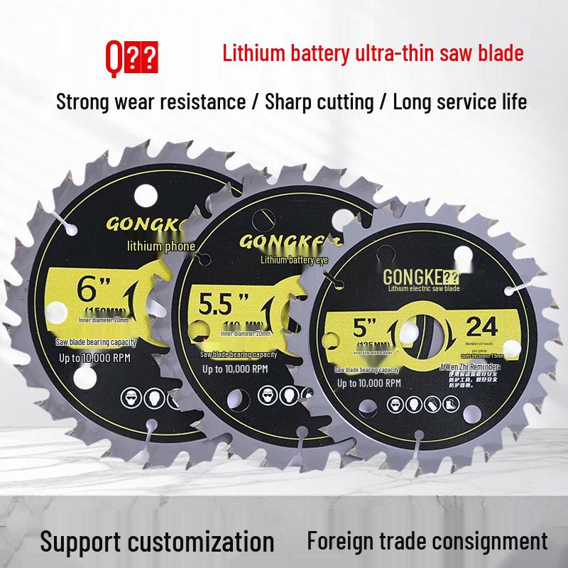 Ultra-Thin Woodworking Lithium Battery Saw Blade for 5", 5.5", and 6" Angle Grinders