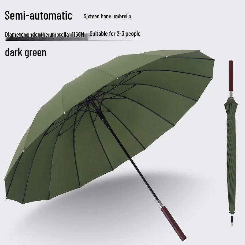 Baodini Extra Large 16-Rib Semi-Automatic Windproof Umbrella