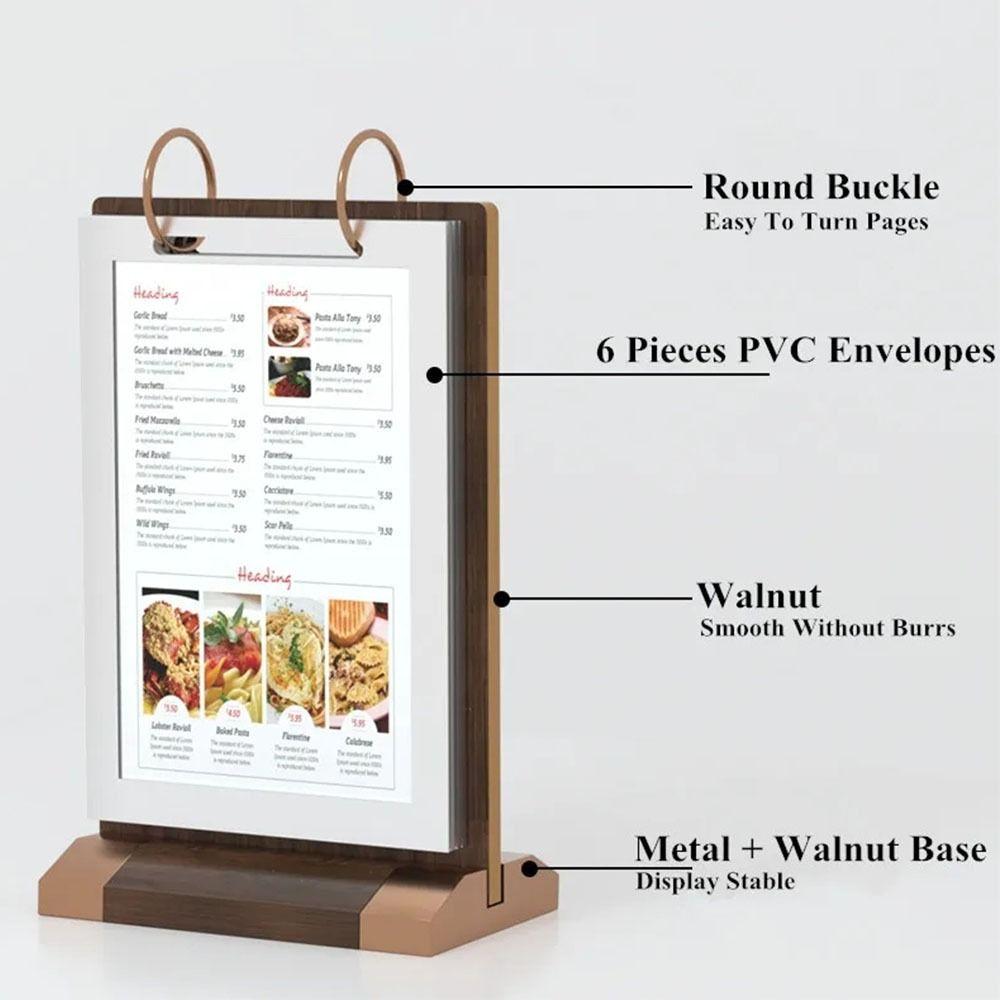Multi Page Menu Card Holder Loose Leaf Sign Holder Display Stand  For Bar Restaurant Business Card