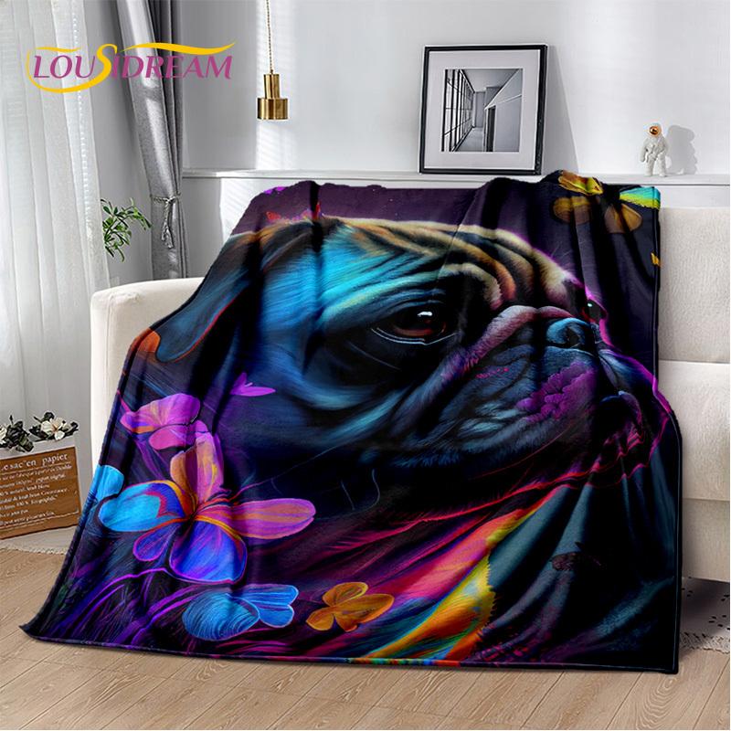 Ковдра з мультяшним хаскі, самоє, чихуахуа, померанський шпіц Кокі, м'яка ковдра для дому, спальні, дитяча ковдра для дивана