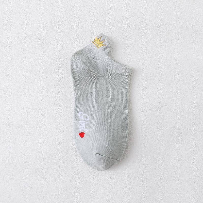 

Женские весенне-летние милые носки-лодочки с вышивкой короны, низкие, влагоотводящие, дышащие, невидимые 1 pair синий