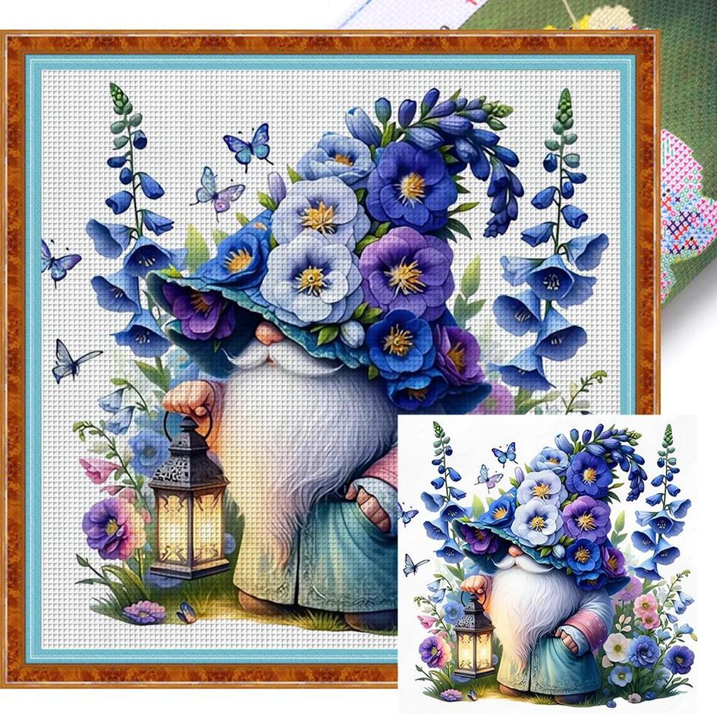 Full Embroidery Cotton Thread 11CT Printed Gnome Cross Stitch Kit Art
