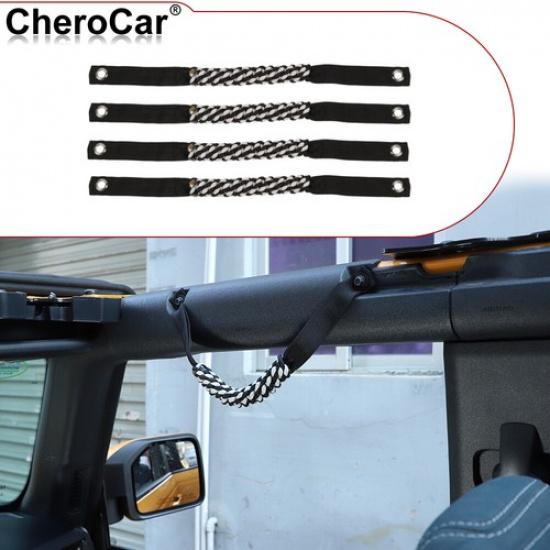 

4 Pack Roll Bar Grab Handles Grip Handle For Ford Bronco -25 White 2/4 Doors