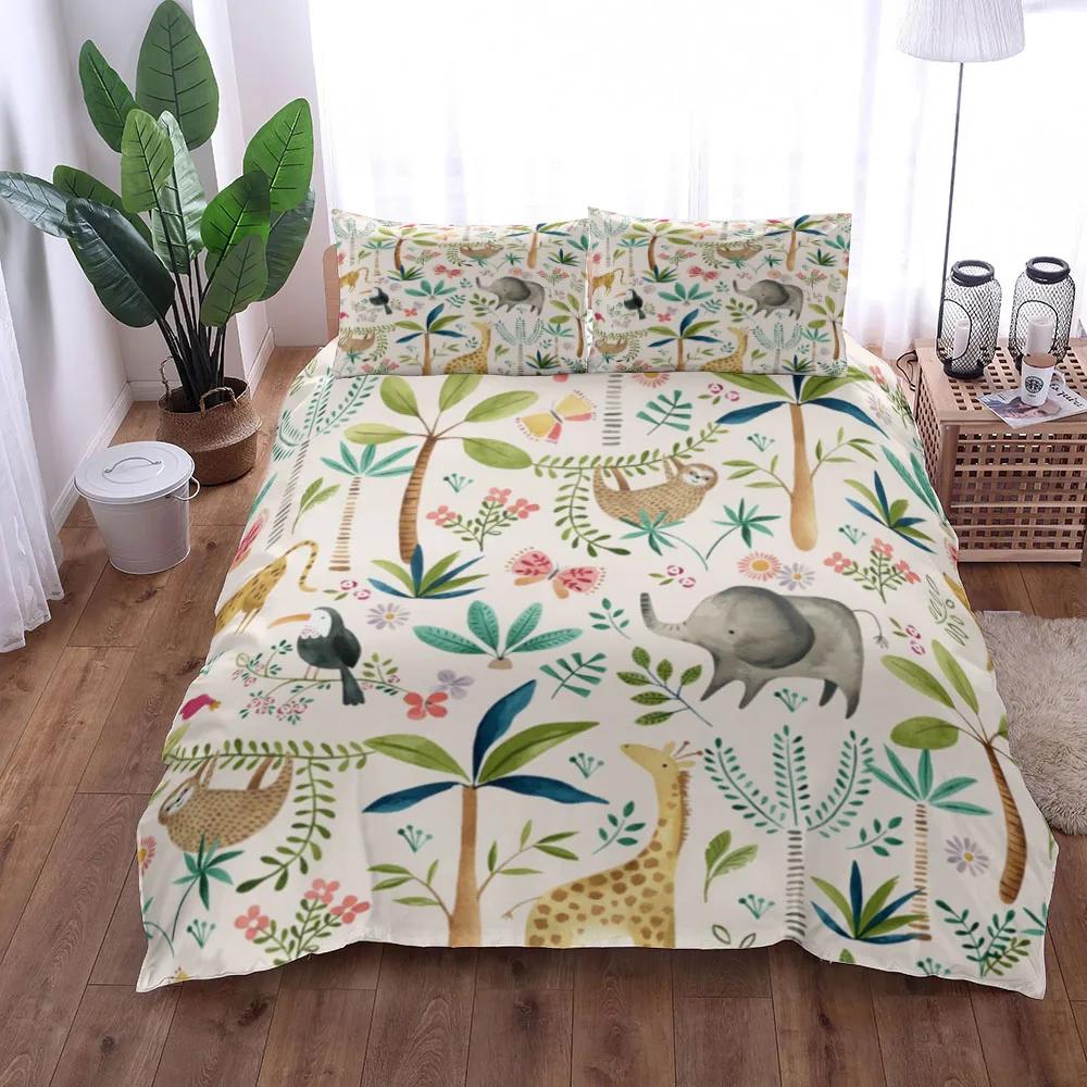 

Комплект постельного белья Green Safari Monkeys King Queen Double Full Twin Single Size EU Twin(135x200cm)