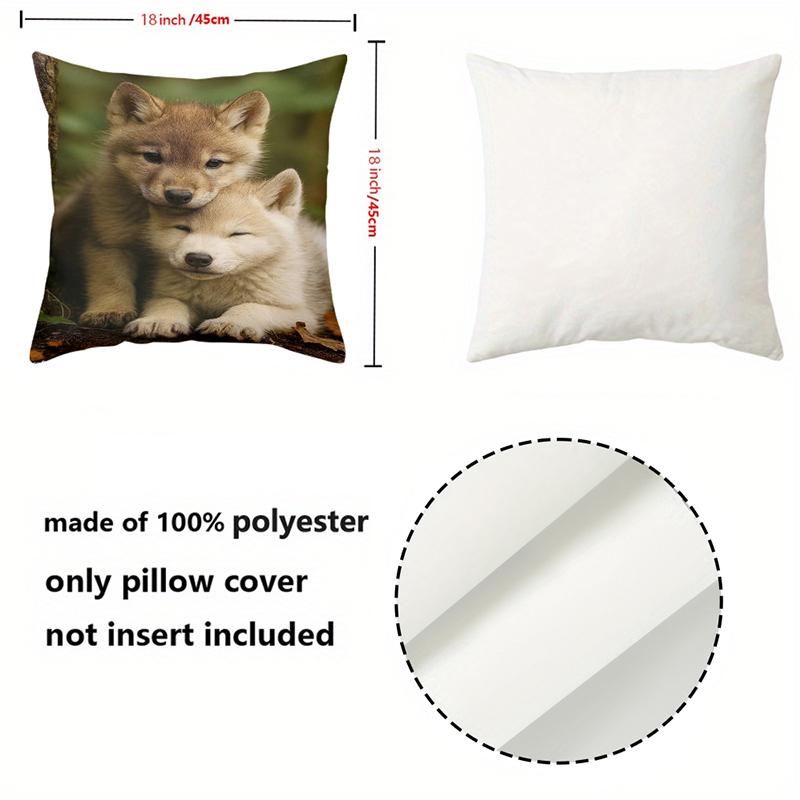 Wolf Pattern Pillow Covers Cute Wolf Family Design Polyester pillowcase, sofa decorative cushion cov Headboard Pillow