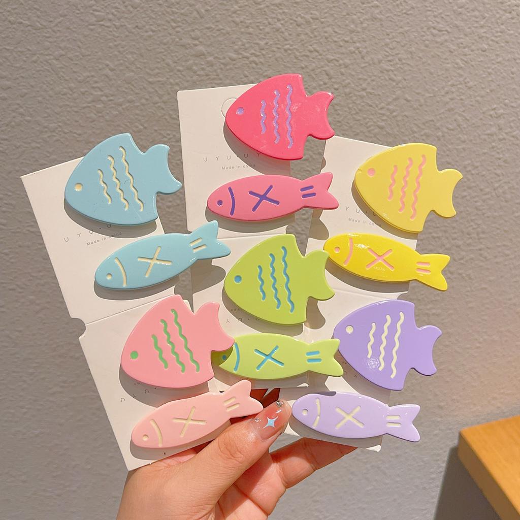 Sweet Cute Candy Color Fish Hair Side Clips Female Broken Hair Duckbill Clip Children Do Not Hurt The Side Forehead Bangs Clip