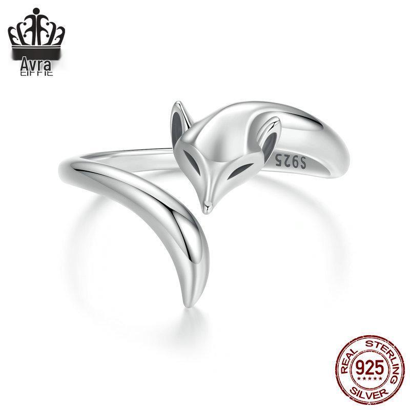 Everle Sly Fox Adjustable Sterling Silver Ring for Women