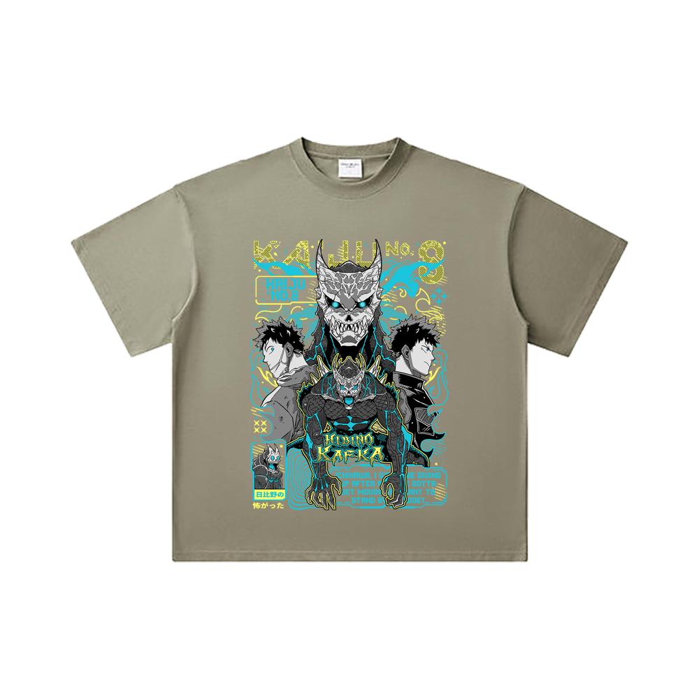 260 GSM Double Yarn 32 Count 100% Cotton Kaiju No 8 V20 Kafka Print Unisex Heavy Cotton T Shirt