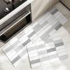 1pcs Waterproof Kitchen Carpet for Floor Oilproof PVC Plaid Kitchen Rug Anti Slip PU Leather Floor Mat Doormat Long Tapete Gray