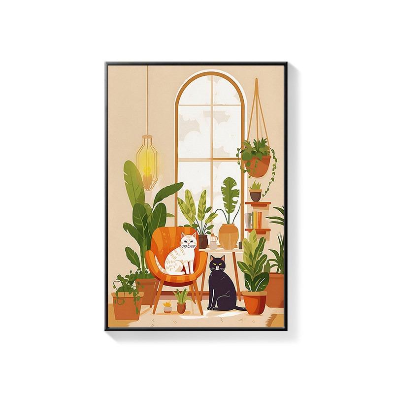 Bathroom Decorative Painting Cat American Retro Toilet Bathroom Canvas Painting Wall Art Poster for Modern Bathroom Home Decor